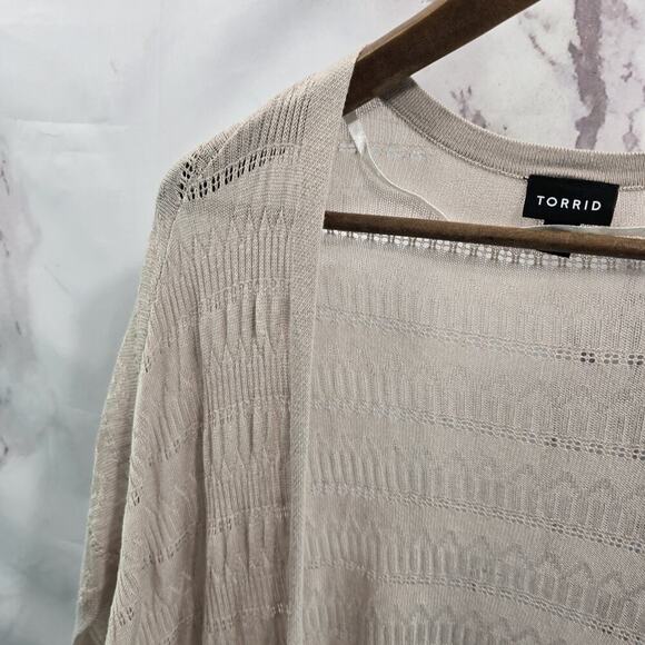 Torrid Cardigan Womens 1 2 1X 2X Brown Tan Sweater Vest Open Front Wrap Cover Up - Picture 2 of 13